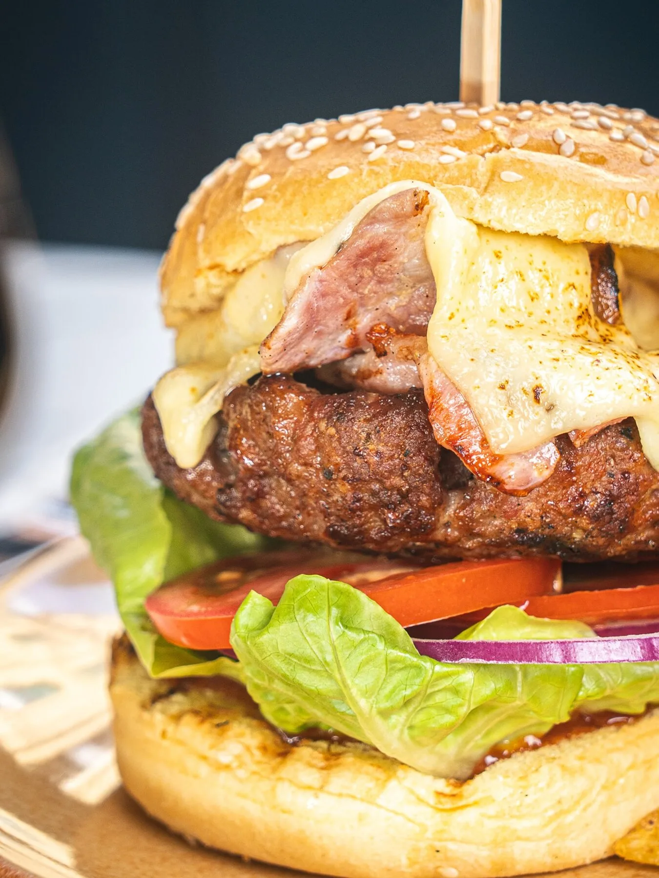 Bistro burger with melted cheese