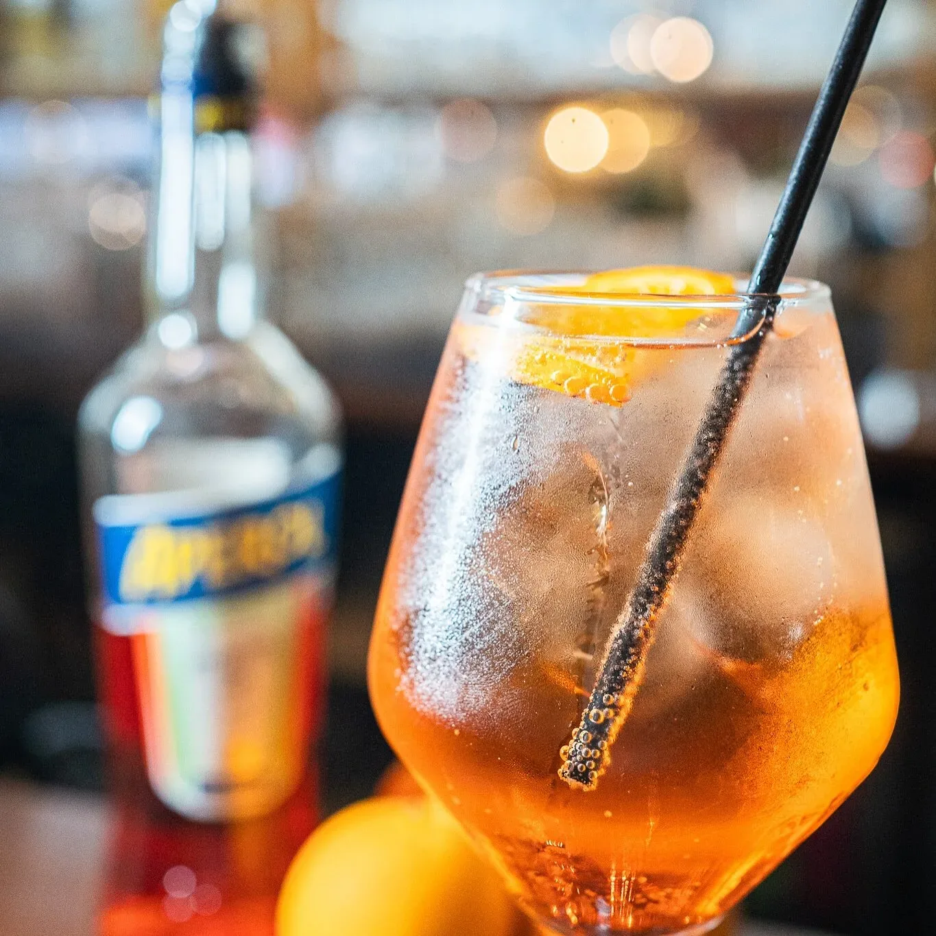Aperol Spritz served in the Bistro Franc dining room