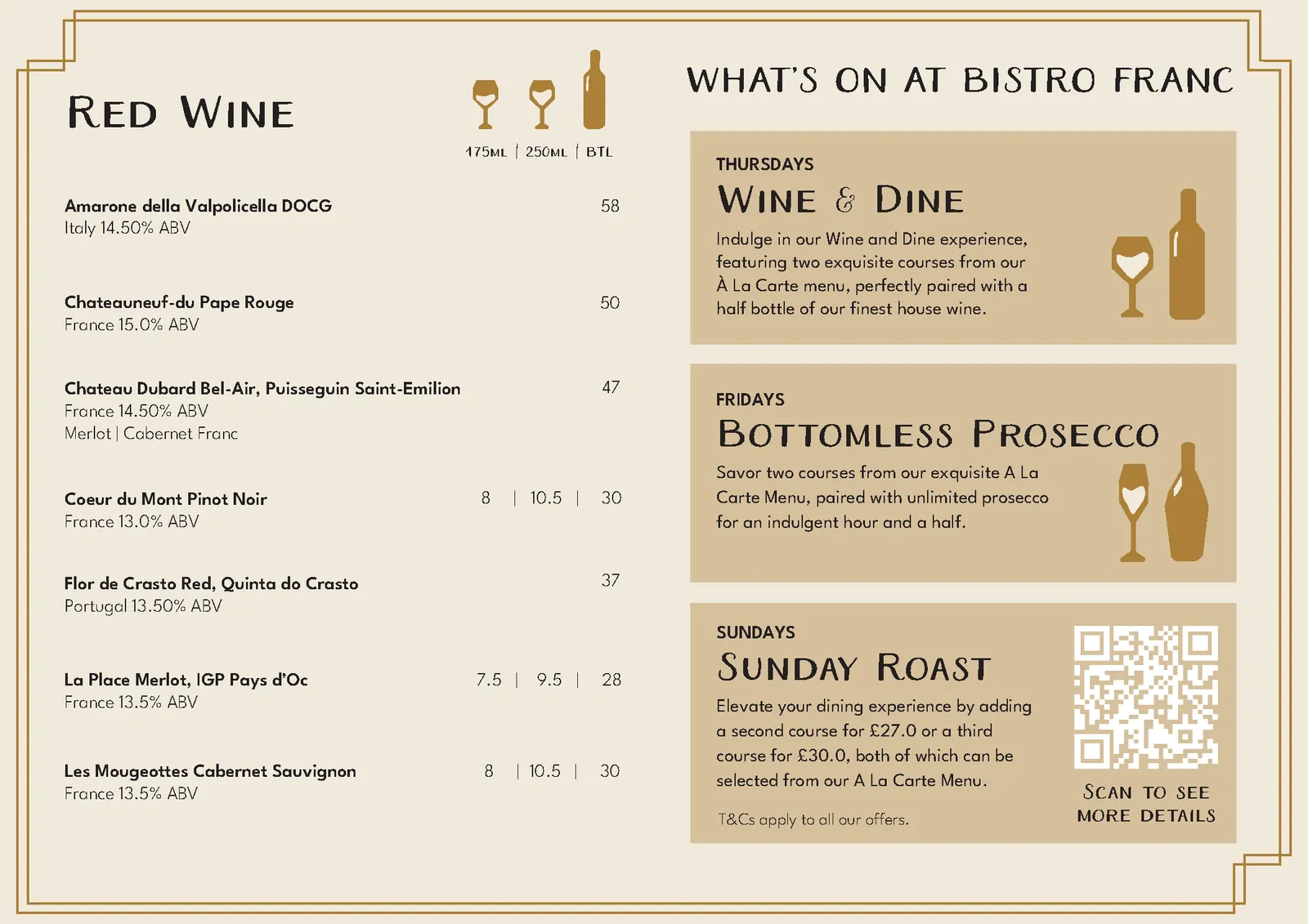 Drinks menu, page 2 of 6 at Bistro Franc, Liverpool