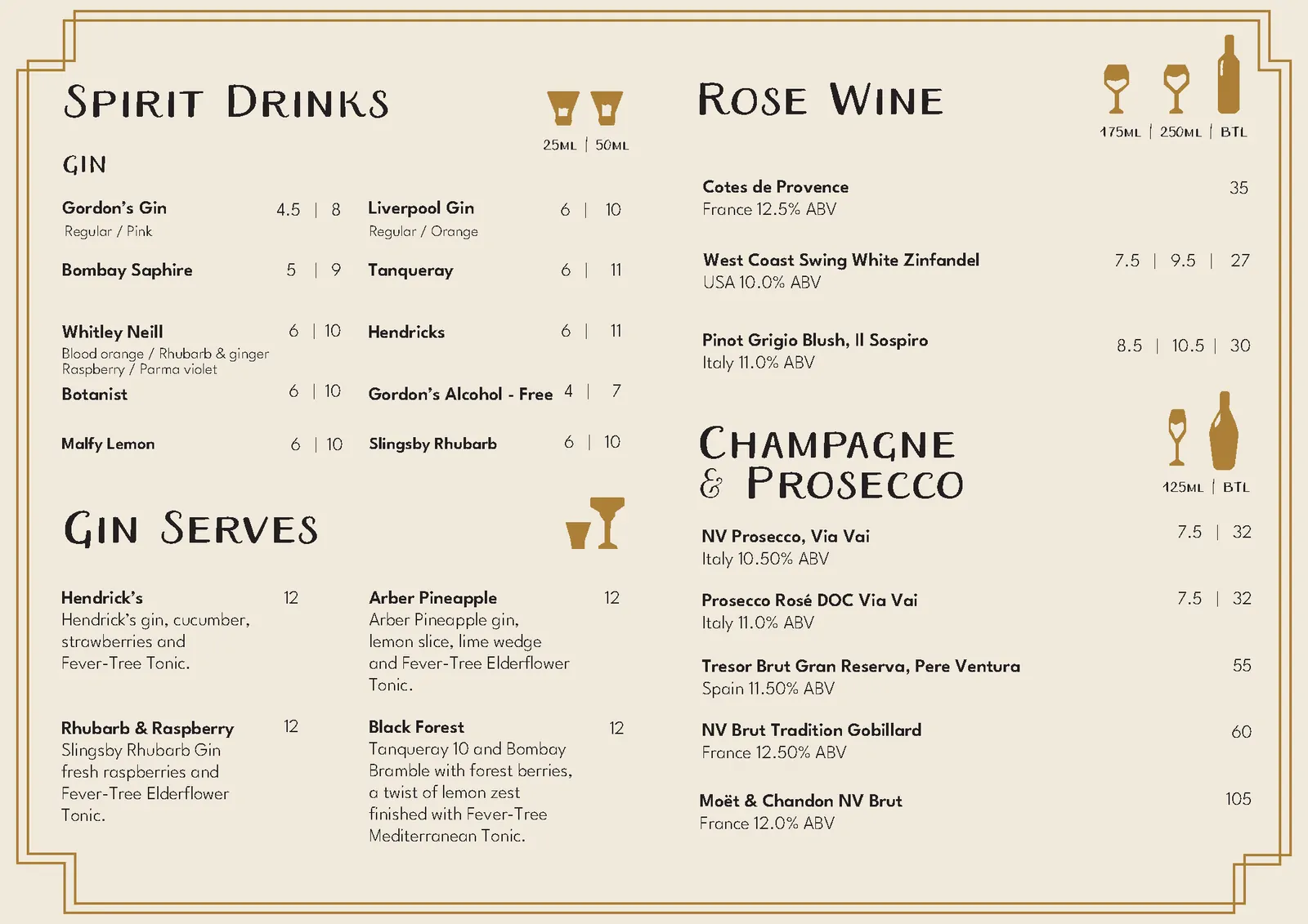 Drinks menu, page 5 of 6 at Bistro Franc, Liverpool